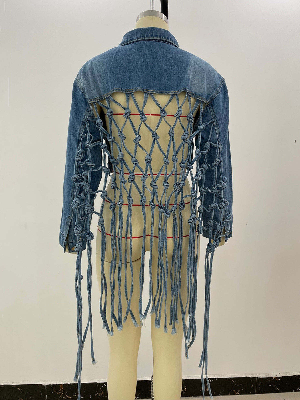 Fashion Weave Tassel Denim Jacket