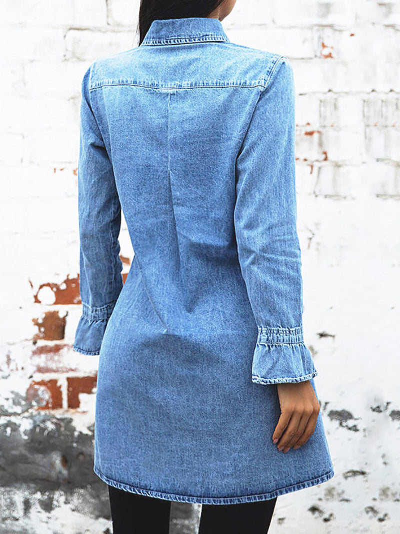 Fashion Long Sleeve Slim Denim Dress