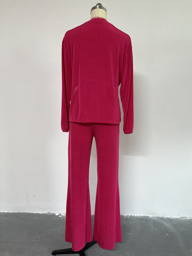 Long Sleeve T-shirt Wide-leg Pants Suit