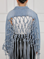 Fashion Weave Tassel Denim Jacket