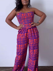 Print Strapless Slim Jumpsuit