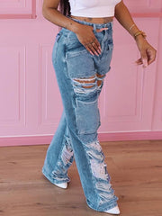 Casual Ripped Straight Jeans