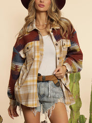 Fashion Aztec Print Plaid Jacket Coat