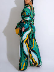 Fashion Print Wide-leg Jumpsuit