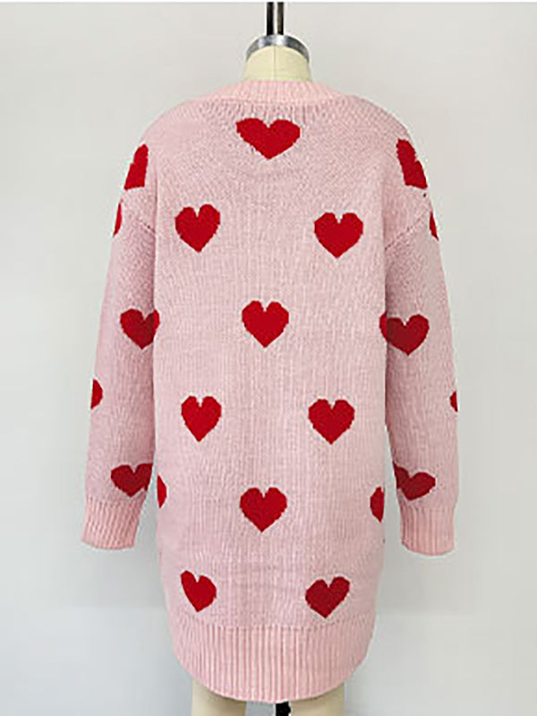 Fashion Heart-shaped Knit Cardigan Coat