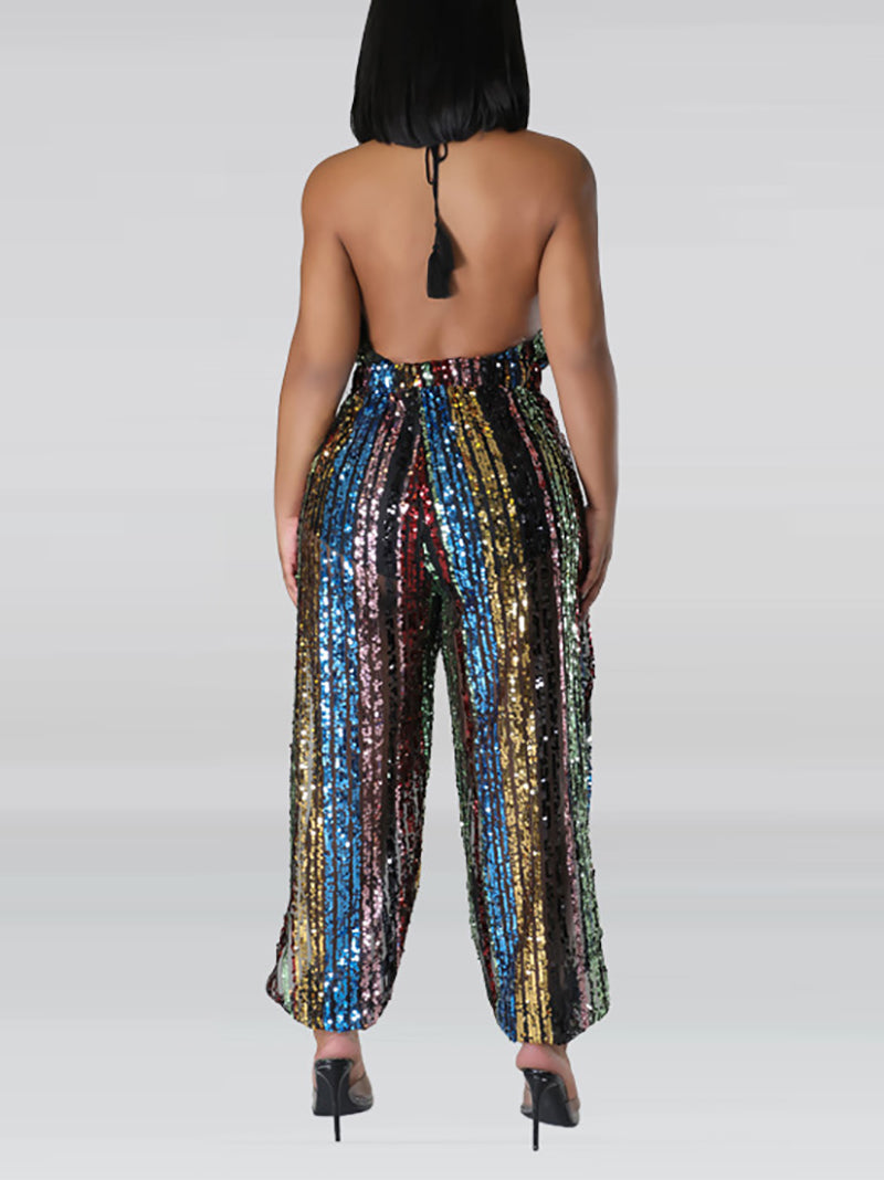 Sexy Backless Sequin Jumpsuit