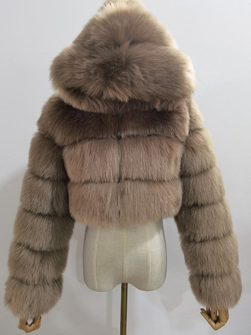 Fluffy Faux Fur Warm Hoode Coat