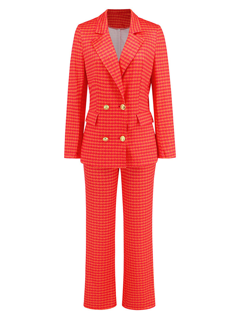 Houndstooth Suit Jacket Trousers Set