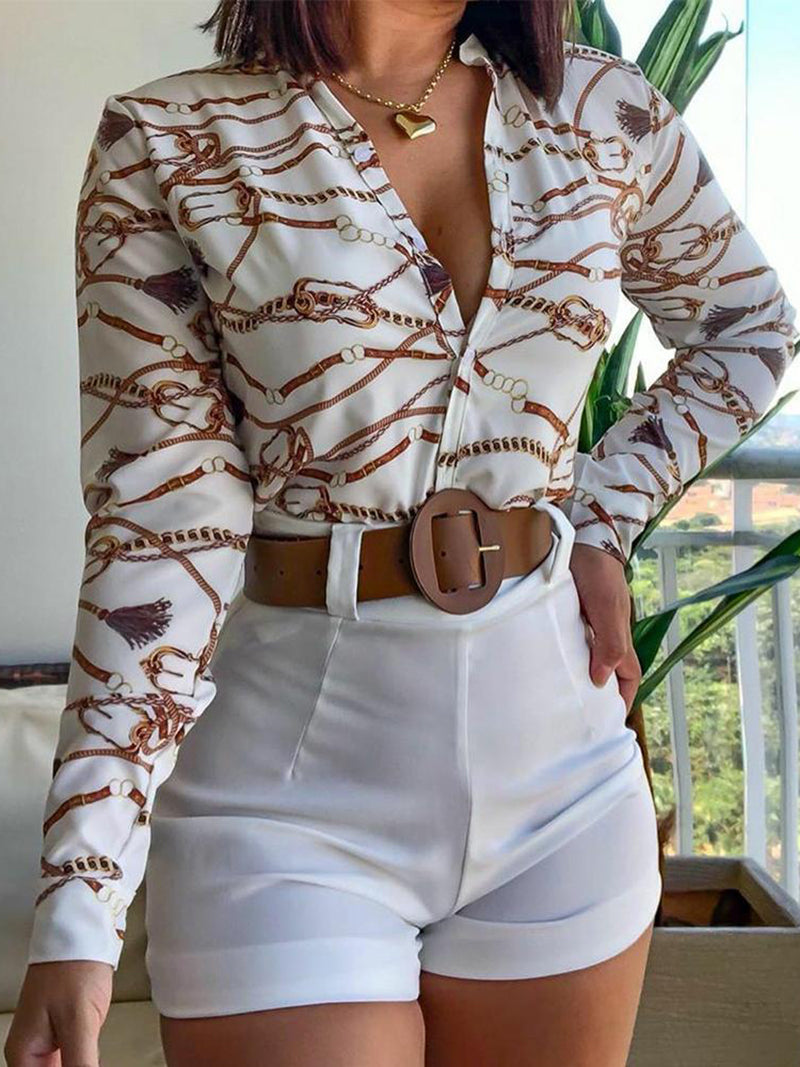 Print Shirt Shorts Casual Suit