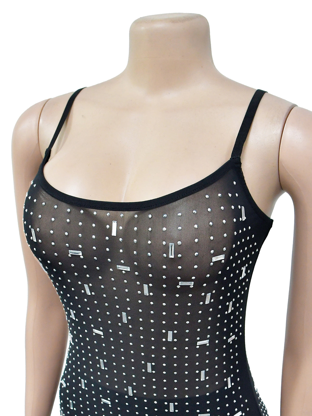 Rhinestone See through Bodycon Dress