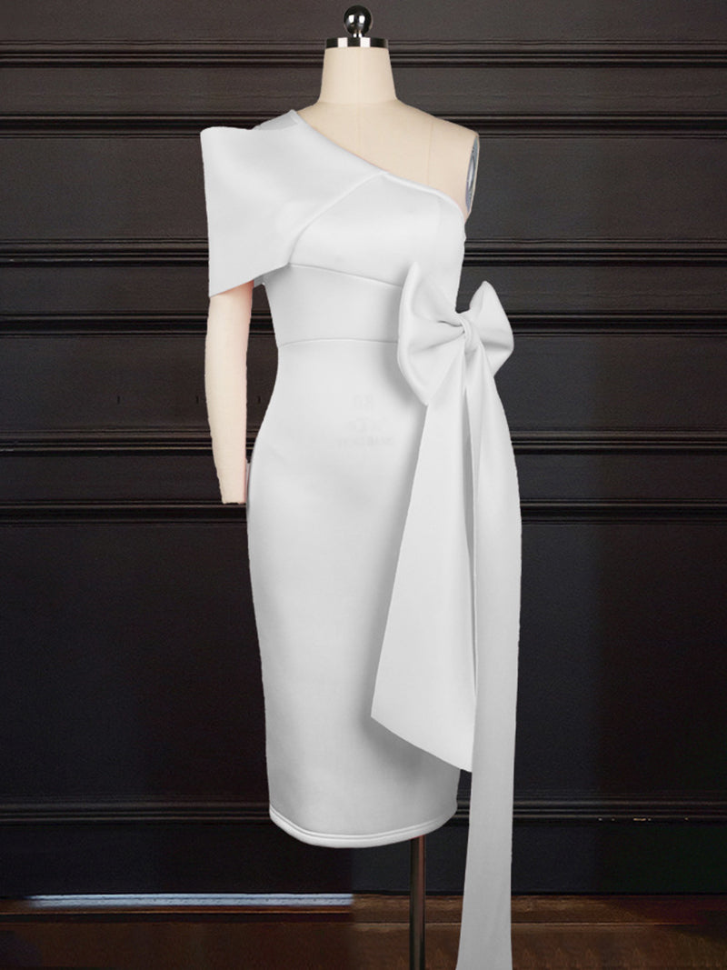 One Shoulder Bow Hip Dress