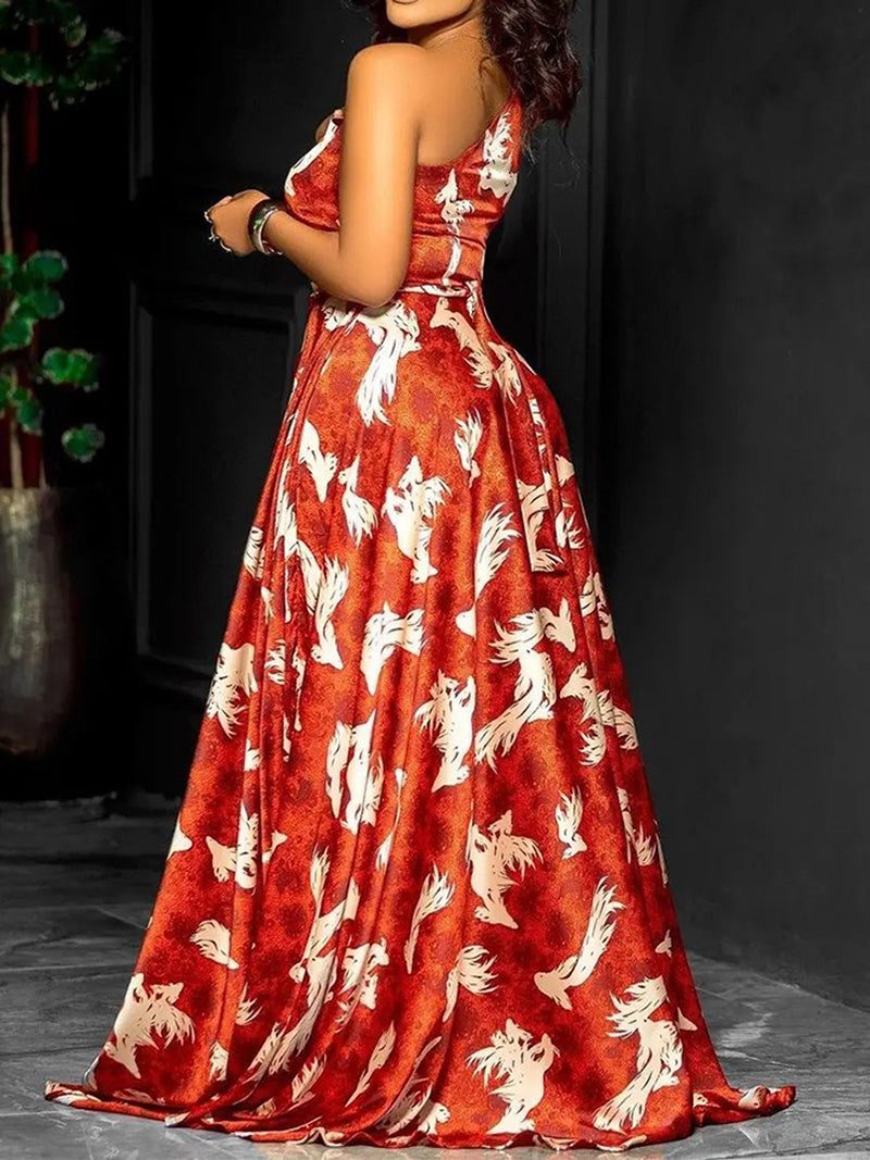 Fashion Print Slim Maxi Dress