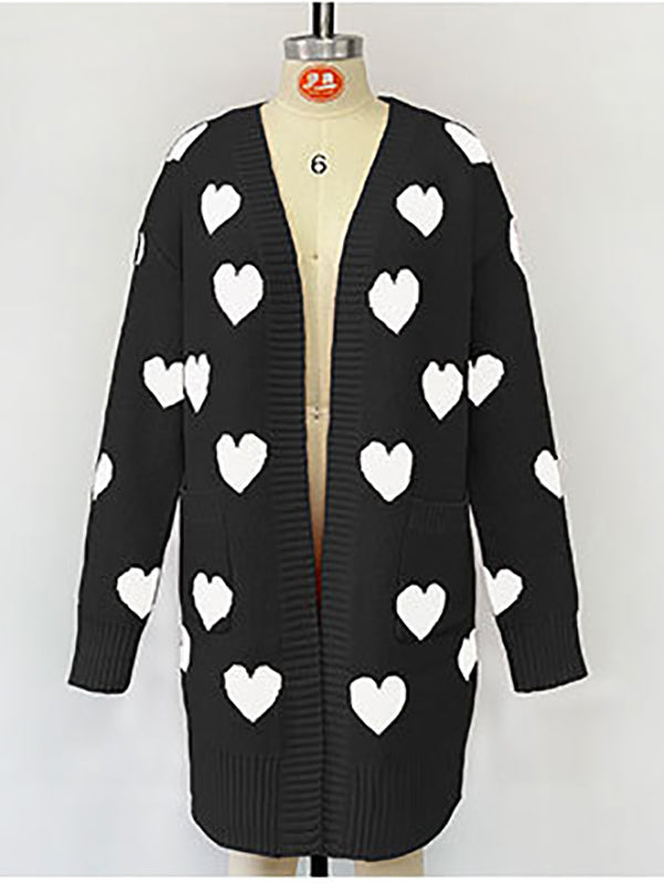 Fashion Heart-shaped Knit Cardigan Coat