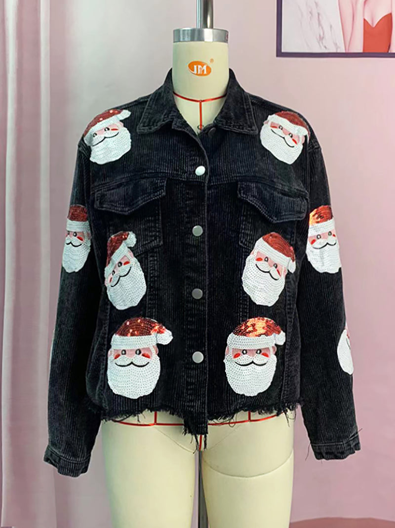 Corduroy Santa Claus Sequin Jacket Coat