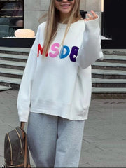 Fashion Letter Print Loose Sweater