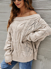 Off Shoulder Loose Knit Pullover Sweater