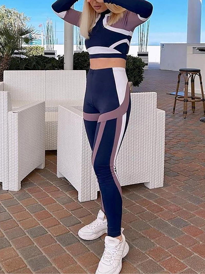 Print Long Sleeve Casual Sports Suit