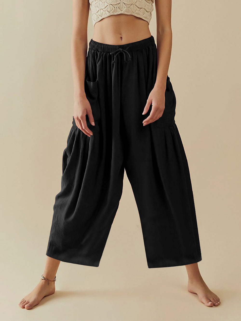 Solid Color Casual Loose Pants