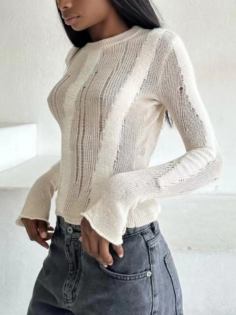 Ripped Stripe crew neck Sweater