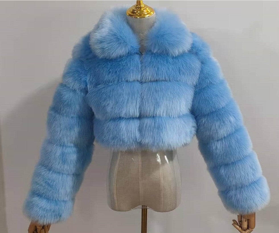 Fashion Thick Artifici Fur Coat Fox Fur Short Jacket( S-4XL)