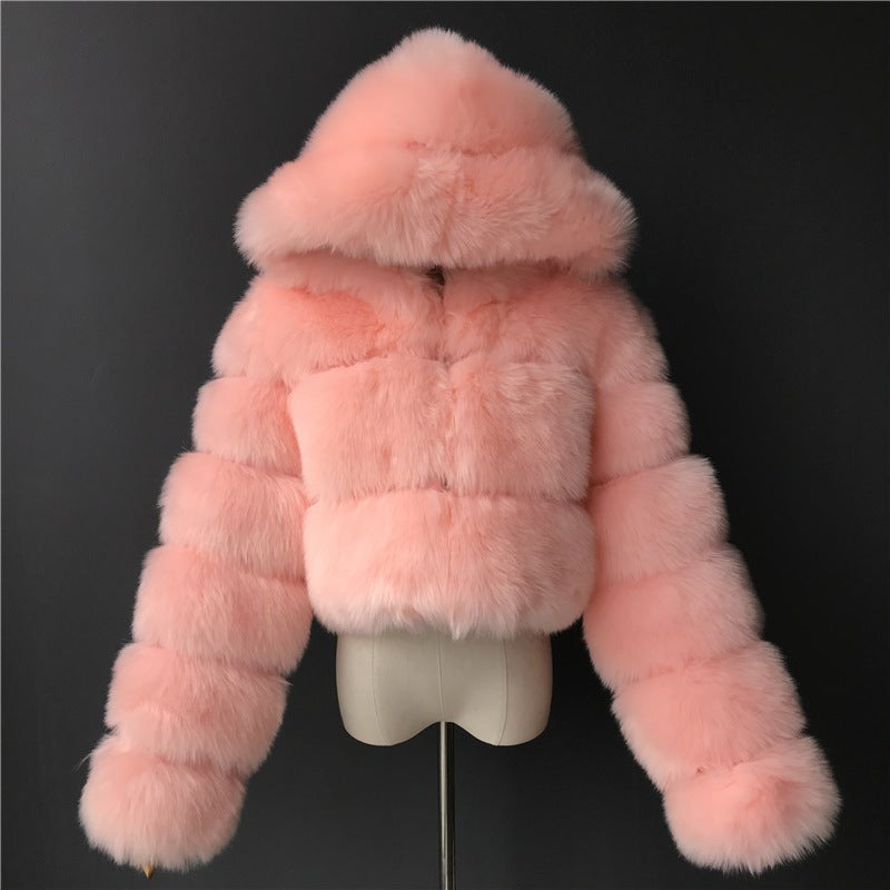 Fur & Faux Hooded Jacket Winter Luxury Coat (S~7XL)