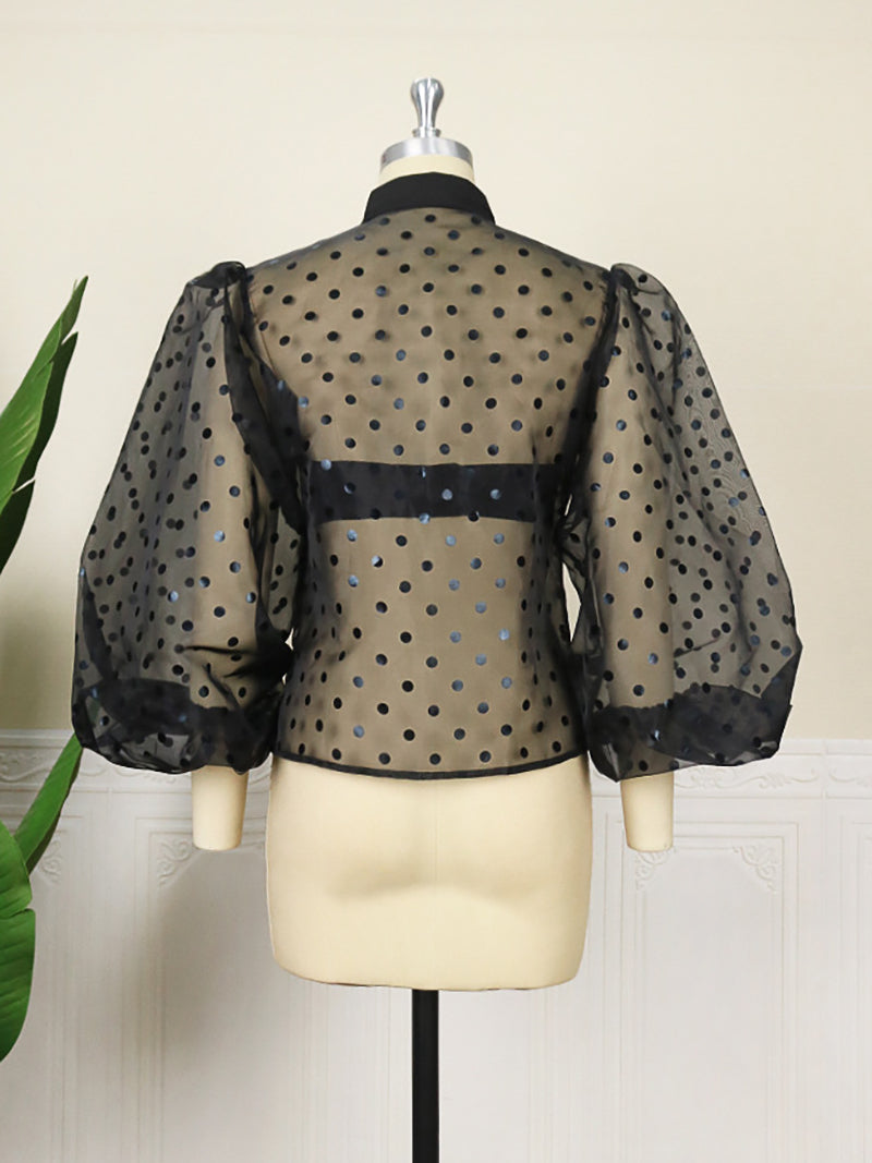 Fashion Polka Dot See-through Shirt