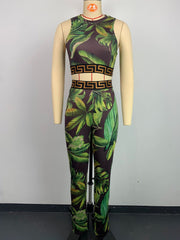 Print See-through Skinny Pants Suit