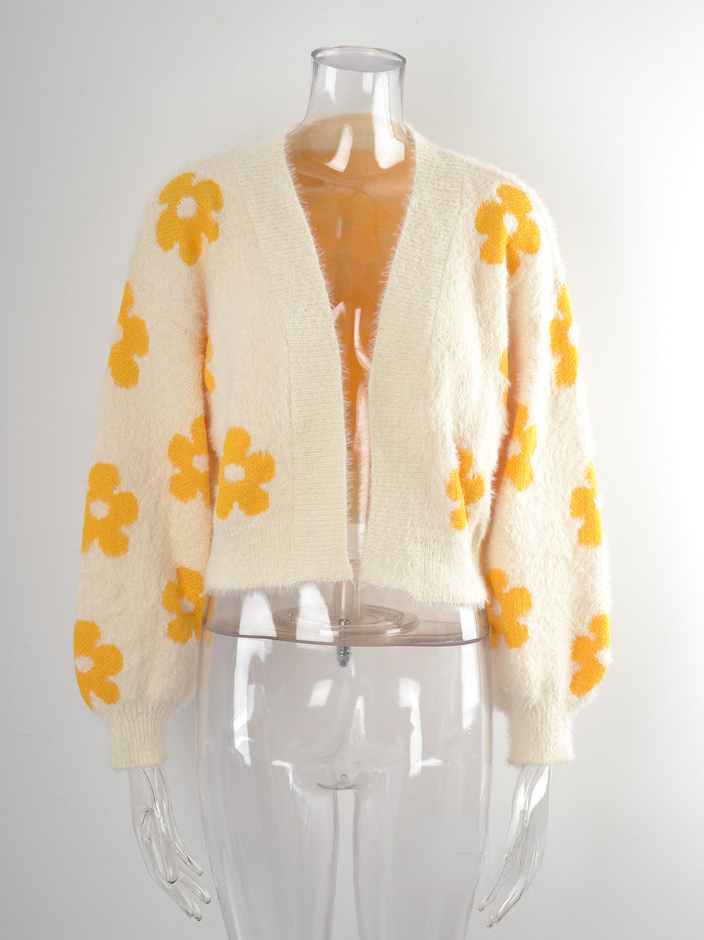 Long Sleeve Flower Knit Sweater