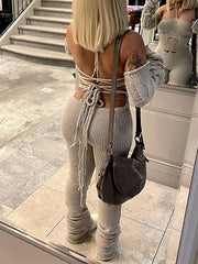 Sexy Backless Bandage Knit Jumpsuit