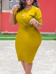 Short Sleeve Slim Hip Wrap Dress
