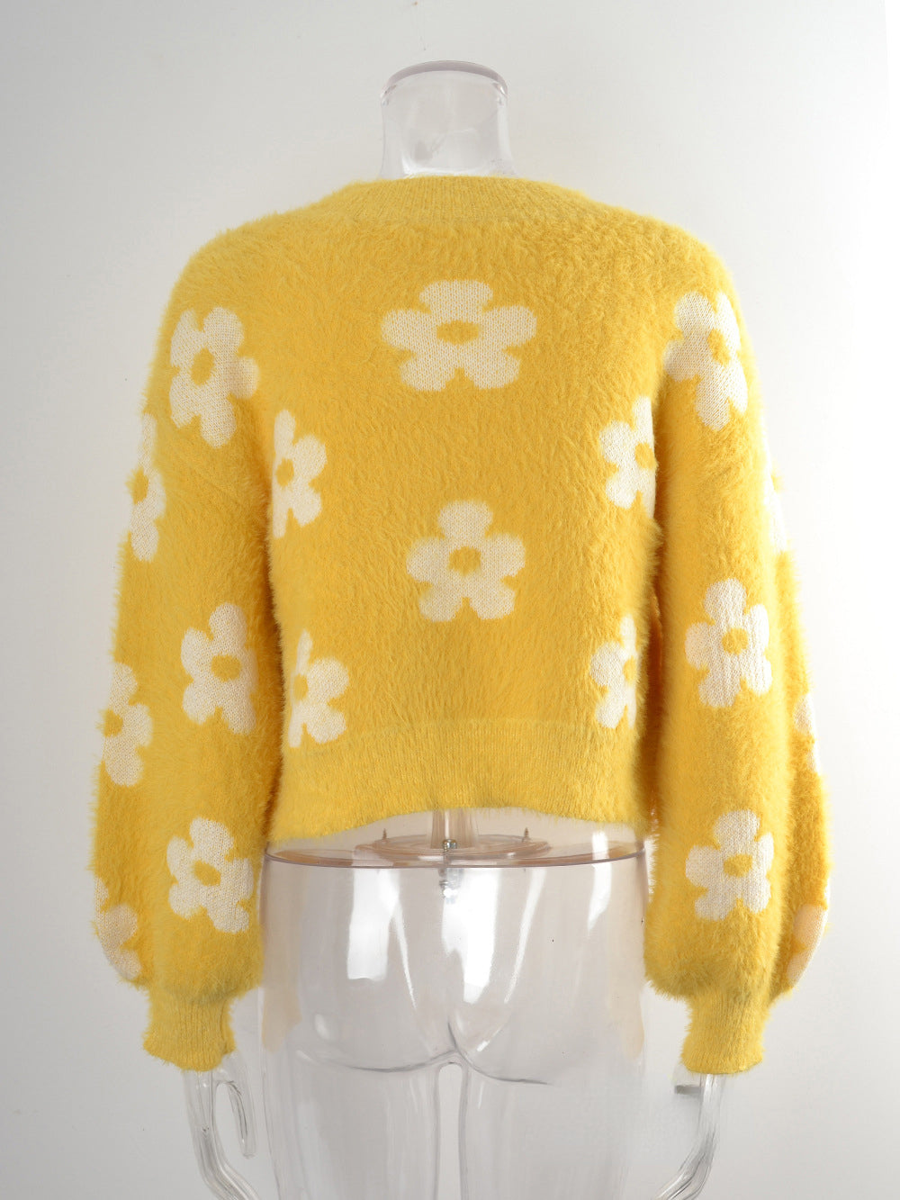 Long Sleeve Flower Knit Sweater