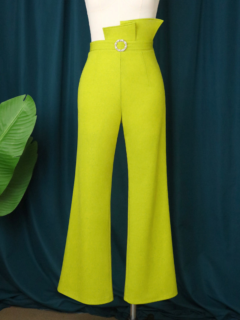 Asymmetry High Waist Flared Trousers