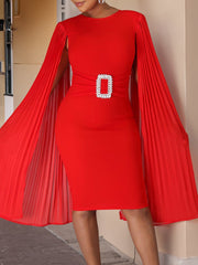 Solid Color Cloak Bodycon Dress