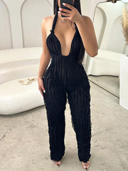 Sexy Backless Wavy Stripe Jumpsuit