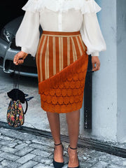 Fashion Stripe Tassels Skirt