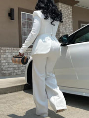 Long Sleeve Slim Wide-leg Jumpsuit