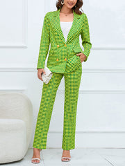 Houndstooth Suit Jacket Trousers Set