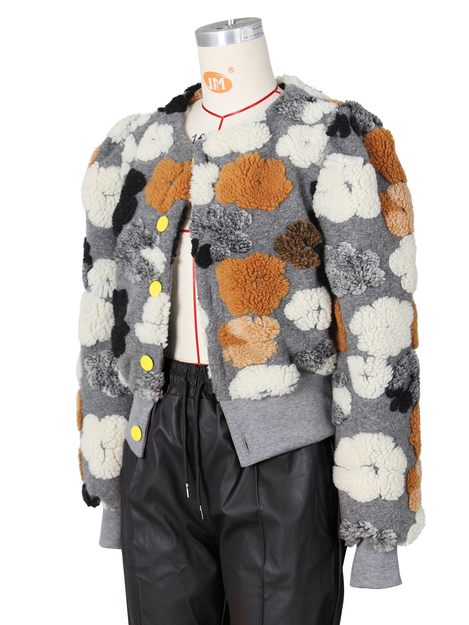 Retro Solid Flowers Cardigan Jacket Coat