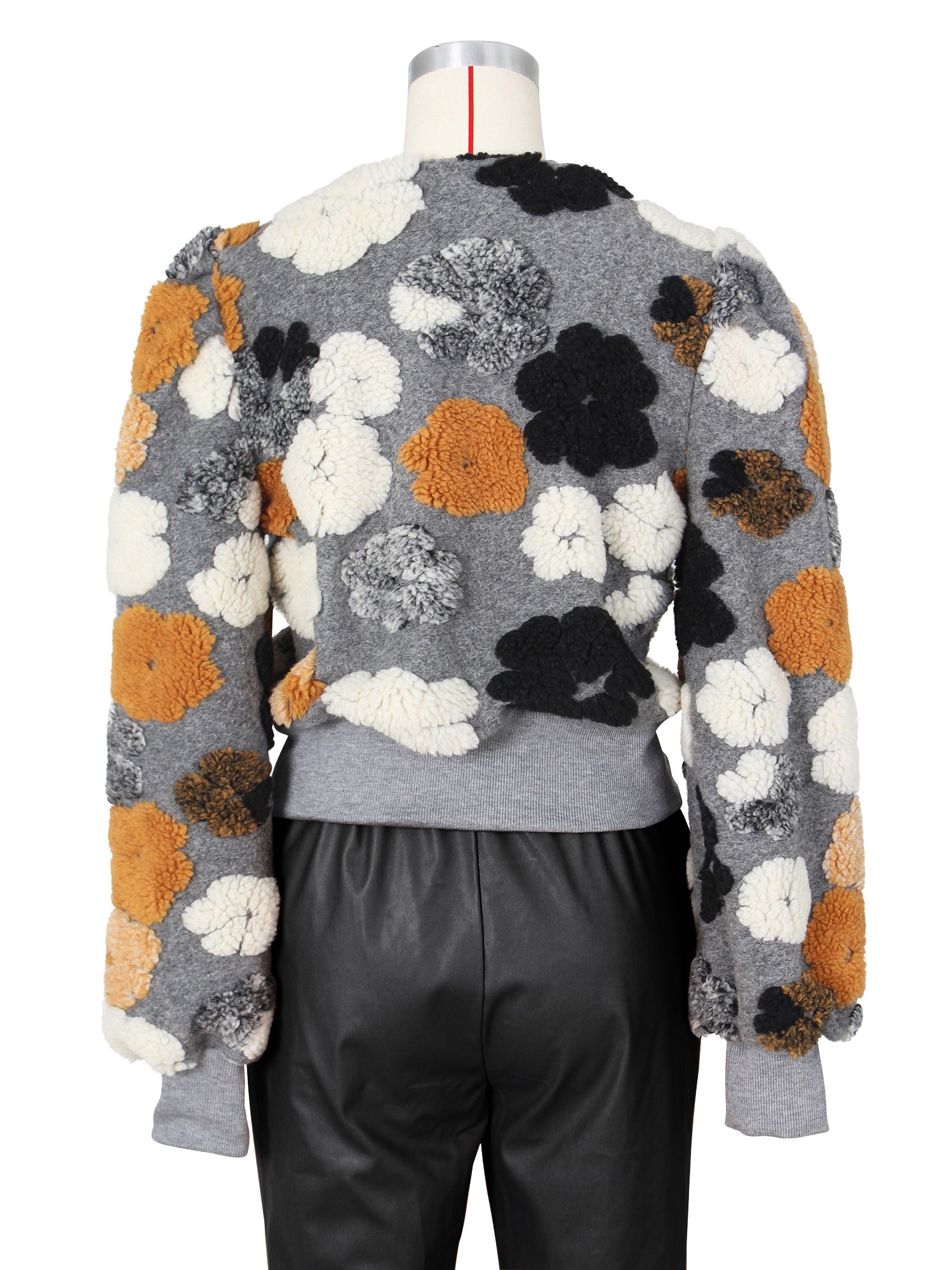 Retro Solid Flowers Cardigan Jacket Coat