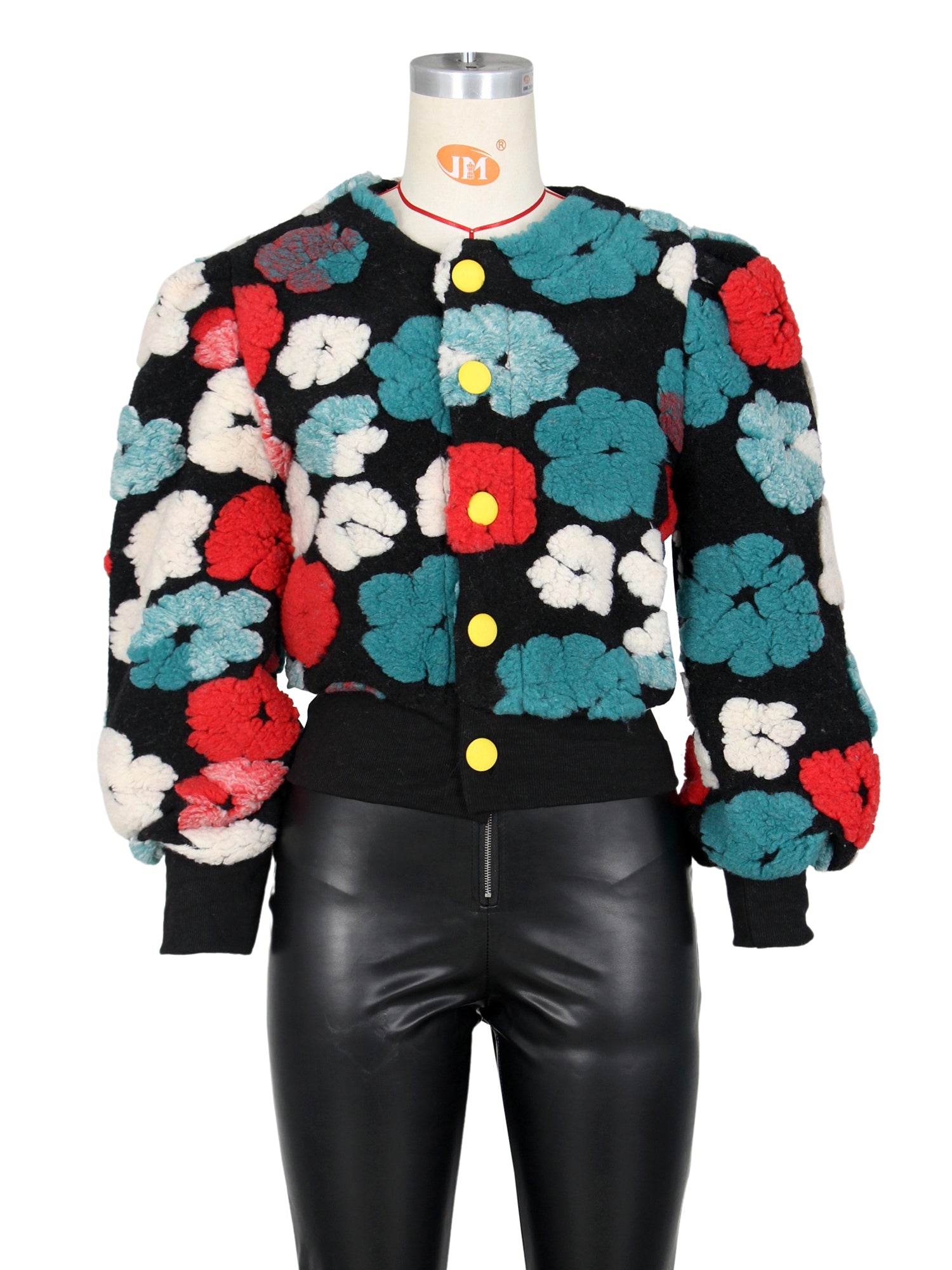 Retro Solid Flowers Cardigan Jacket Coat