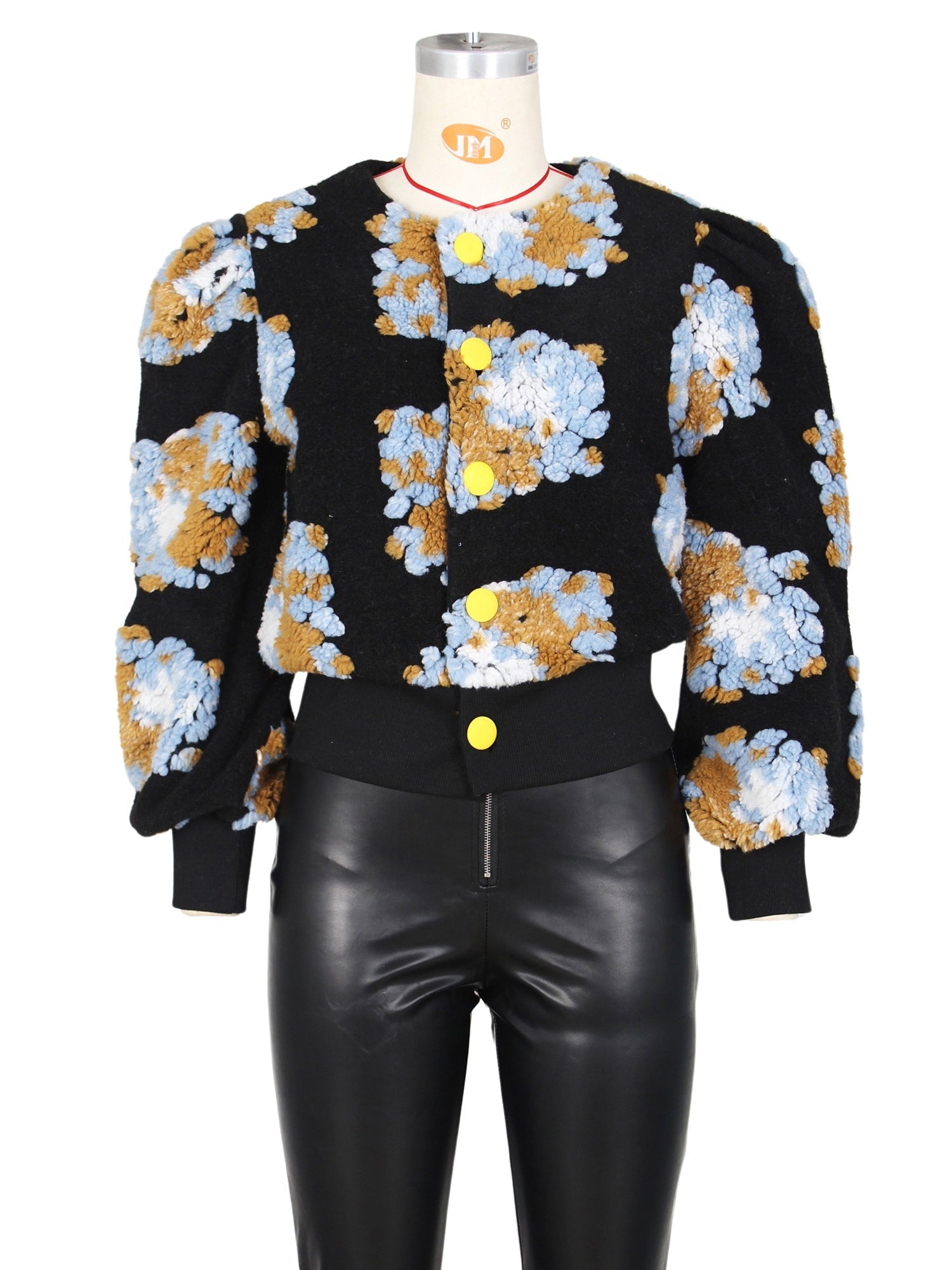 Retro Solid Flowers Cardigan Jacket Coat