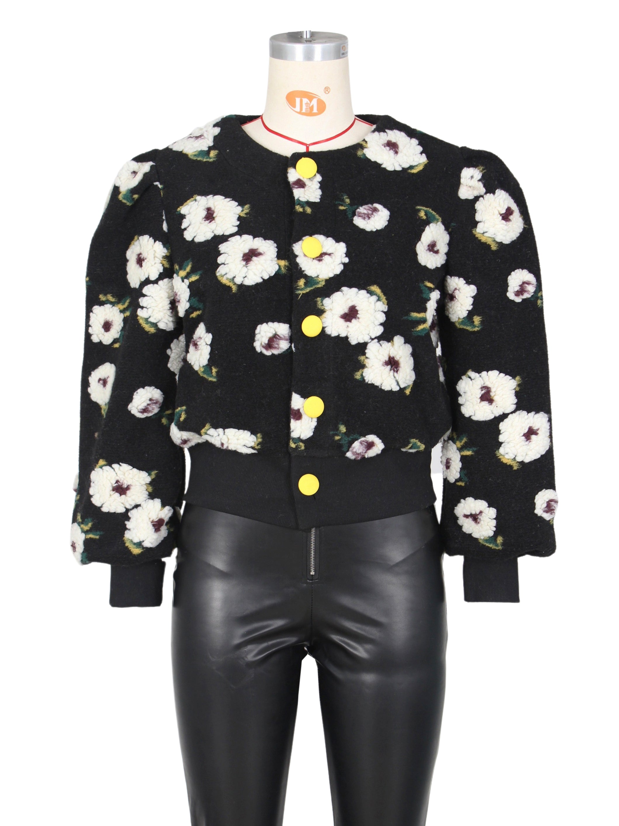 Retro Solid Flowers Cardigan Jacket Coat