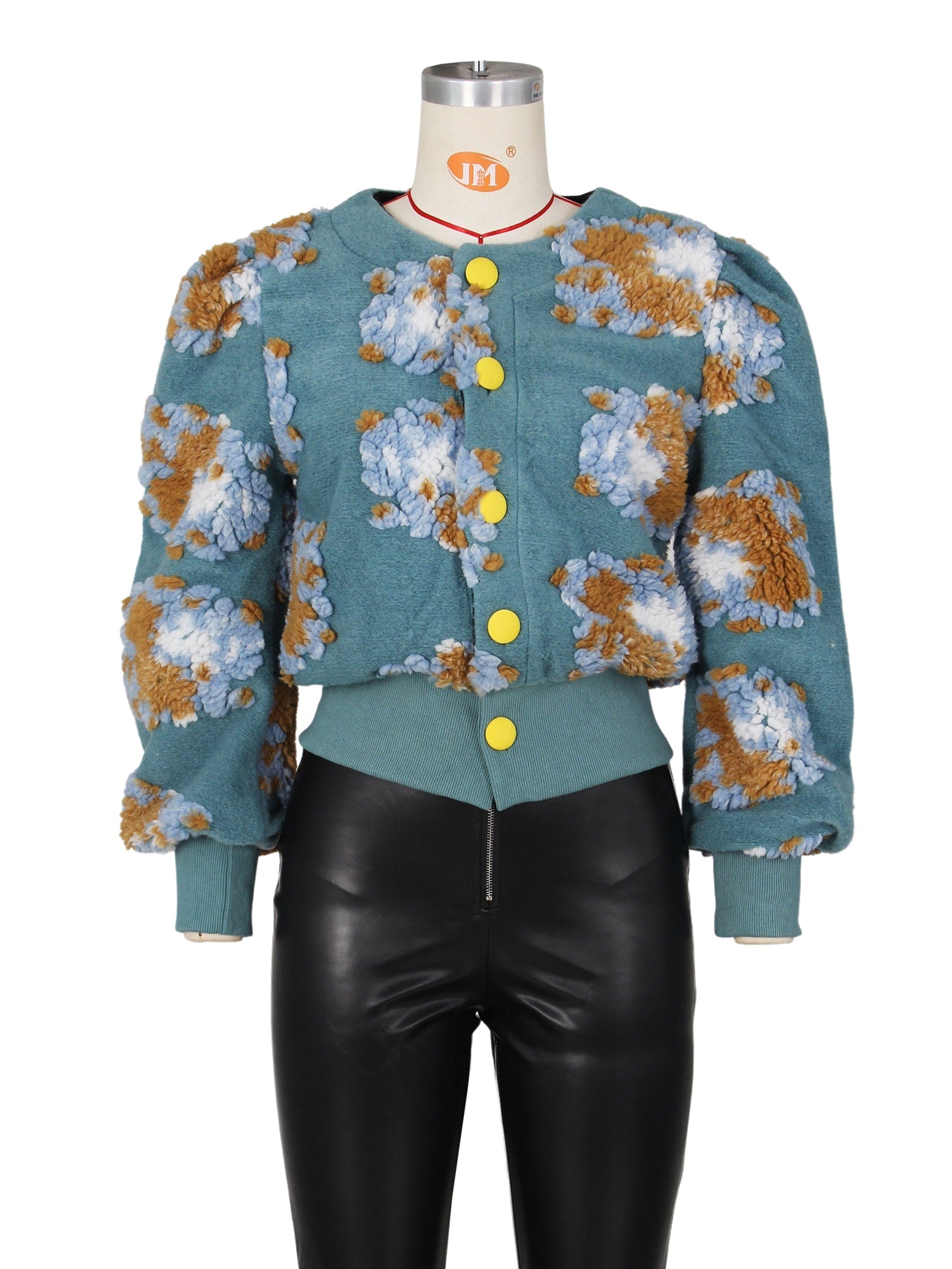 Retro Solid Flowers Cardigan Jacket Coat