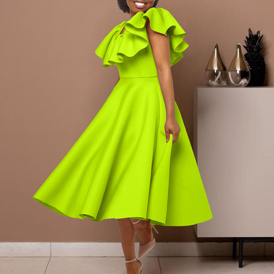 Fashion Ruffles Slim Dress