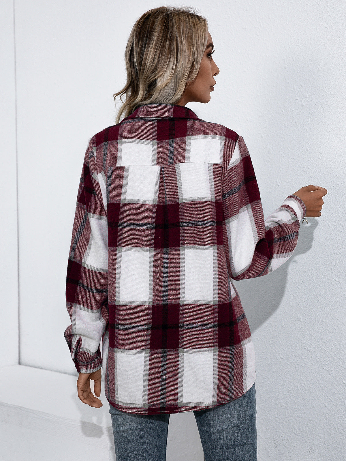 Casual Plaid Printed Jacket Coat