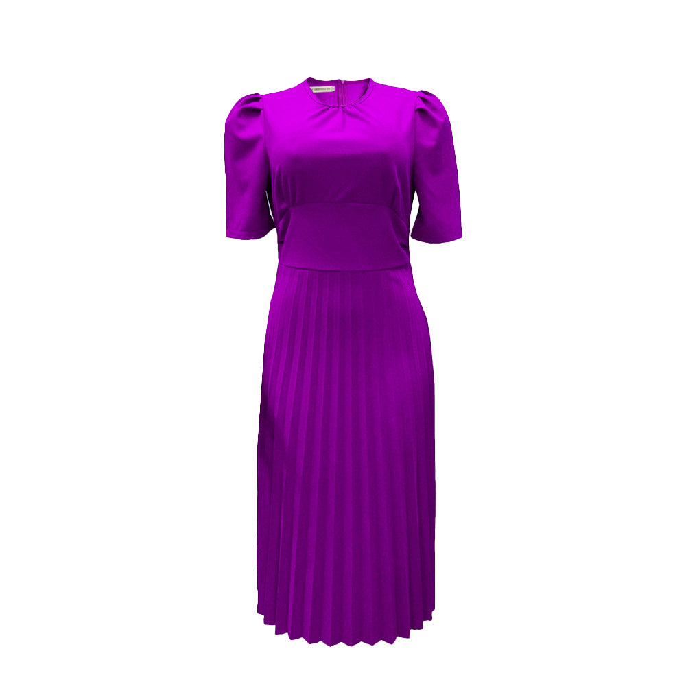 Short Sleeve Slim Pleated Dress