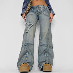 Casual Low Waist Straight Jeans