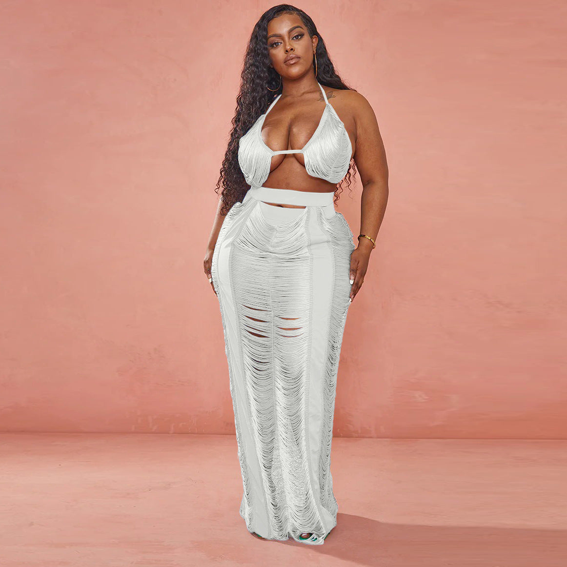 Sexy Hollow Out Long Skirt Set