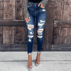 Ripped Slim Jeans Pencil Pants