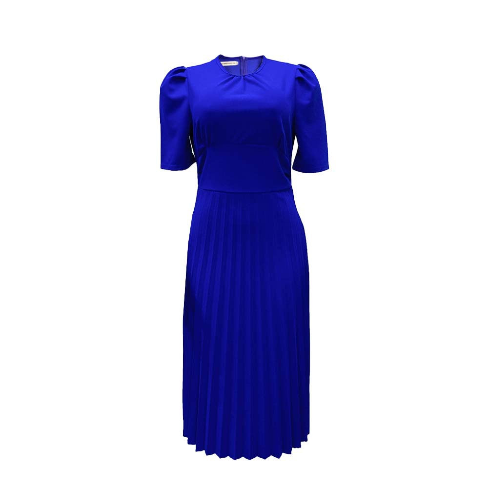 Short Sleeve Slim Pleated Dress